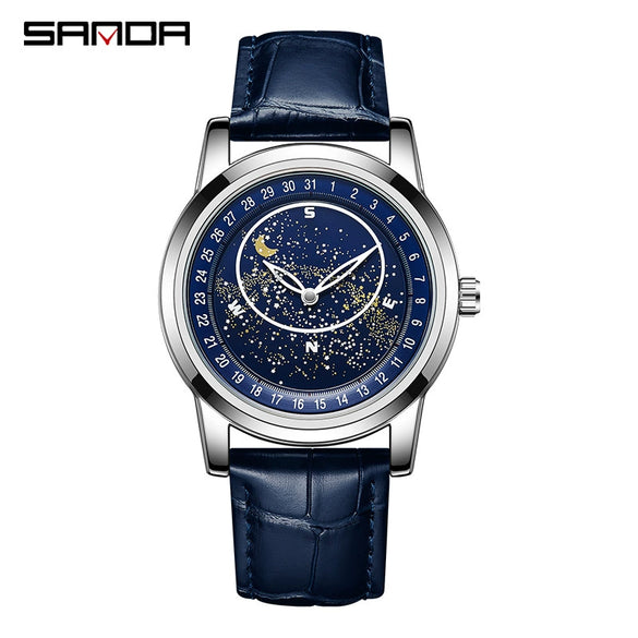 Wholesale Quartz Watch Men Fashion Trend Zinc Alloy Case Comfortable Leather Strap Round Luminous Rotating Dial