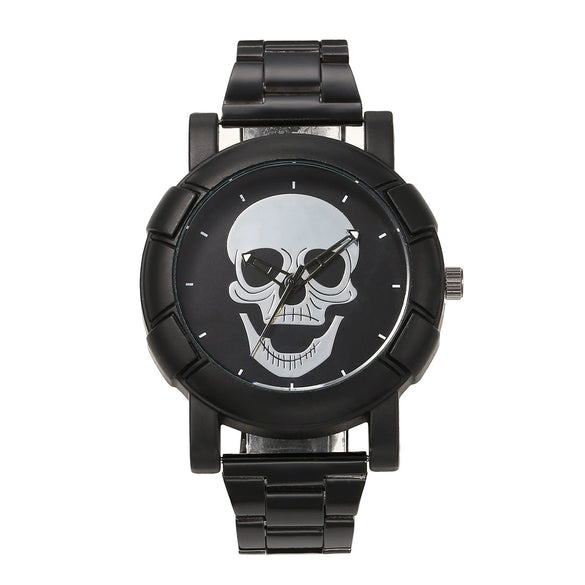 Wholesale Quartz Watch With Steel Strap Alloy Case Round Dial And Skull Design For Men