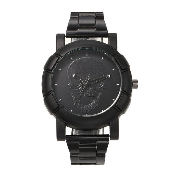 Wholesale Quartz Watch With Steel Strap Alloy Case Round Dial And Skull Design For Men