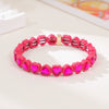 Wholesale Rainbow Enamel Alloy Love Heart Shaped Elastic Bracelet With Diamond Treatment