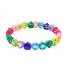 Wholesale Rainbow Enamel Alloy Love Heart Shaped Elastic Bracelet With Diamond Treatment