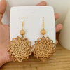 Wholesale Rattan Woven Sunflower Geometric Fashion Earrings With Electroplating