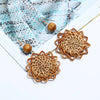 Wholesale Rattan Woven Sunflower Geometric Fashion Earrings With Electroplating