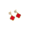Wholesale Real Gold Electroplated Copper Earrings Set With Diamonds And Zircon Fourleaf Clover Shape For Women College Style