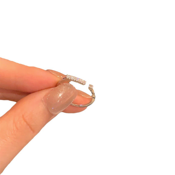 Wholesale Real Gold Electroplated Copper Geometric Zircon Nail Opening Ring For Women