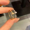 Wholesale Real Gold Electroplated Copper Geometric Zircon Nail Opening Ring For Women