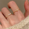 Wholesale Real Gold Electroplated Copper Geometric Zircon Nail Opening Ring For Women