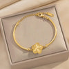 Wholesale Real Gold Electroplated Flower Titanium Steel Bracelet For Women And Unisex Light Luxury Fashion Accessory