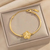 Wholesale Real Gold Electroplated Flower Titanium Steel Bracelet For Women And Unisex Light Luxury Fashion Accessory