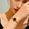 Wholesale Real Gold Electroplated Flower Titanium Steel Bracelet For Women And Unisex Light Luxury Fashion Accessory