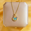 Wholesale Real Gold Electroplated Geometric Pattern Titanium Steel And Copper Necklace With Zircon And Pearl For Women Elegant Light Luxury Jewelry