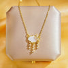 Wholesale Real Gold Electroplated Geometric Pattern Titanium Steel And Copper Necklace With Zircon And Pearl For Women Elegant Light Luxury Jewelry