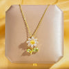 Wholesale Real Gold Electroplated Geometric Pattern Titanium Steel And Copper Necklace With Zircon And Pearl For Women Elegant Light Luxury Jewelry