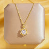Wholesale Real Gold Electroplated Geometric Pattern Titanium Steel And Copper Necklace With Zircon And Pearl For Women Elegant Light Luxury Jewelry