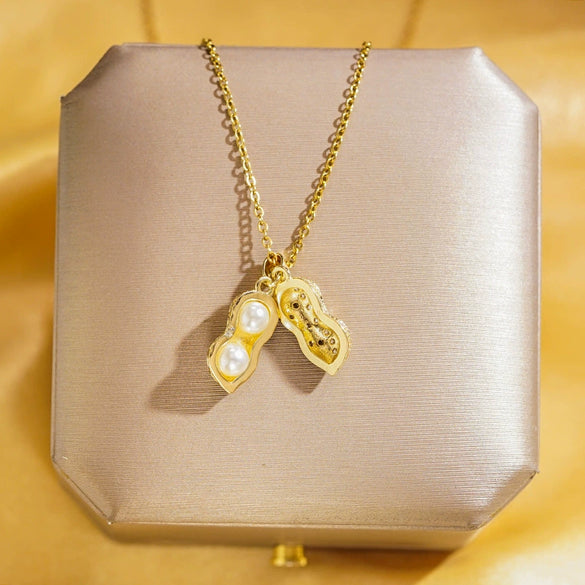 Wholesale Real Gold Electroplated Geometric Pattern Titanium Steel And Copper Necklace With Zircon And Pearl For Women Elegant Light Luxury Jewelry