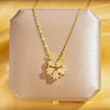 Wholesale Real Gold Electroplated Geometric Pattern Titanium Steel And Copper Necklace With Zircon And Pearl For Women Elegant Light Luxury Jewelry