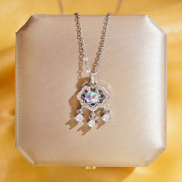 Wholesale Real Gold Electroplated Geometric Pattern Titanium Steel And Copper Necklace With Zircon And Pearl For Women Elegant Light Luxury Jewelry