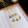 Wholesale Real Gold Electroplated Geometric Pattern Titanium Steel And Copper Necklace With Zircon And Pearl For Women Elegant Light Luxury Jewelry