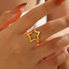 Wholesale Real Gold Electroplated Geometric Star Stainless Steel Ring For Women