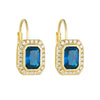 Wholesale Real Gold Plated S925 Sterling Silver Geometric Square Zircon Earrings For Women French Retro Style