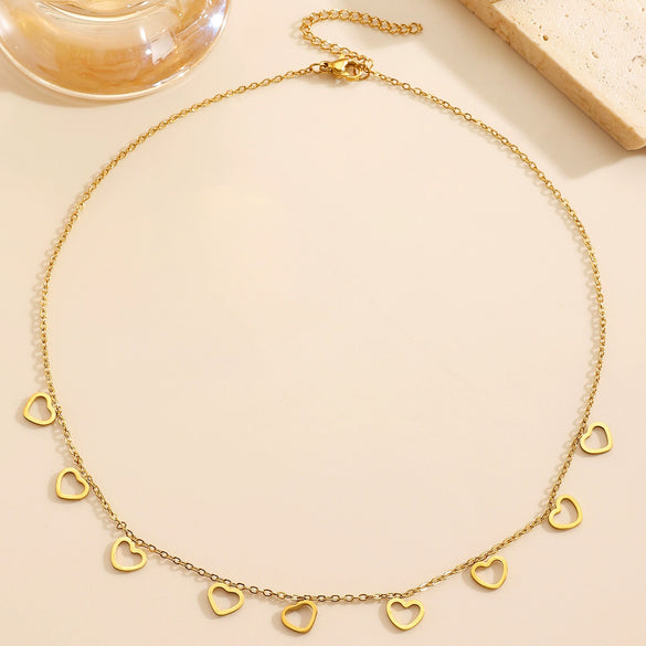 Wholesale Real Gold Plated Stainless Steel Necklace With Fivepointed Star Cross Heart And Tassel Pendants For Women And Teenagers