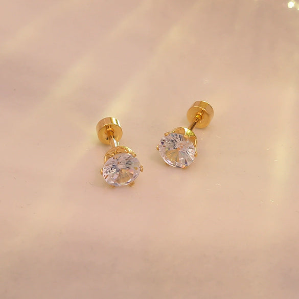 Wholesale Real Gold Plated Titanium Steel And Stainless Steel Sixclaw Colorful Zircon Earrings For Men And Women With Geometric Casual Style