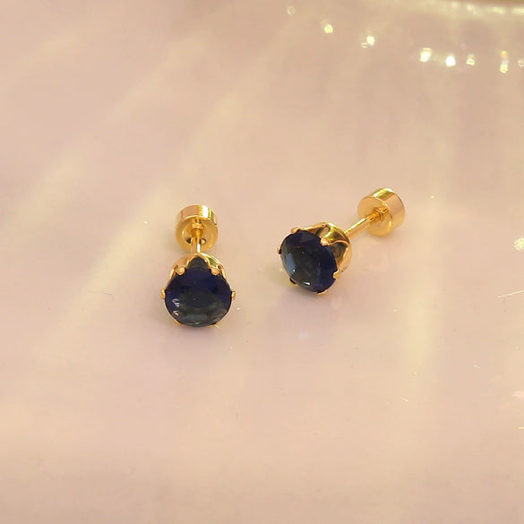 Wholesale Real Gold Plated Titanium Steel And Stainless Steel Sixclaw Colorful Zircon Earrings For Men And Women With Geometric Casual Style
