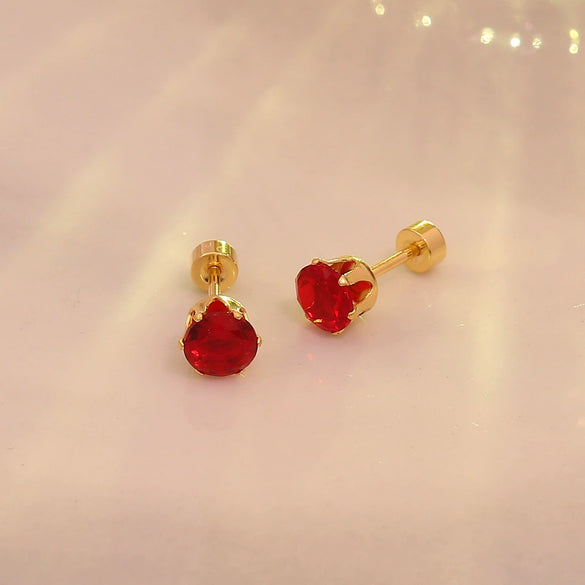 Wholesale Real Gold Plated Titanium Steel And Stainless Steel Sixclaw Colorful Zircon Earrings For Men And Women With Geometric Casual Style