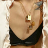 Wholesale Rectangular English Letter Pendant Necklace In Titanium Steel With Gold Inlaid For Women