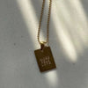 Wholesale Rectangular English Letter Pendant Necklace In Titanium Steel With Gold Inlaid For Women