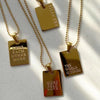 Wholesale Rectangular English Letter Pendant Necklace In Titanium Steel With Gold Inlaid For Women