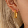 Wholesale Rectangular Geometric Stainless Steel 18K Gold Plated Unfading Earrings For Women With Electroplating