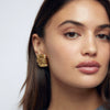 Wholesale Rectangular Pleated Geometric Stainless Steel Earrings For Female With Electroplating Treatment