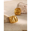 Wholesale Rectangular Pleated Geometric Stainless Steel Earrings For Female With Electroplating Treatment