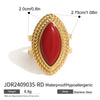 Wholesale Red Agate Ring Titanium Steel Geometric Pattern Electroplated Light Luxury High End Women's Jewelry