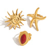 Wholesale Red Agate Ring Titanium Steel Geometric Pattern Electroplated Light Luxury High End Women's Jewelry
