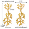 Wholesale Red Coral Shell Beads Oil Drop Asymmetrical Geometric Earrings Titanium Steel 18K Gold Plated Electroplated For Women