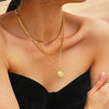 Wholesale Relief Peach Heart Double Layer Clavicle Necklace In Stainless Steel With Geometric Pattern And Electroplating