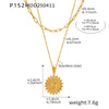 Wholesale Relief Peach Heart Double Layer Clavicle Necklace In Stainless Steel With Geometric Pattern And Electroplating