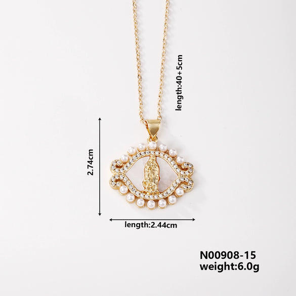 Wholesale Religious Accessories Necklace Copper Micropaved Zircon Cartoon Characters Pendant Electroplated