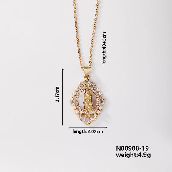 Wholesale Religious Accessories Necklace Copper Micropaved Zircon Cartoon Characters Pendant Electroplated