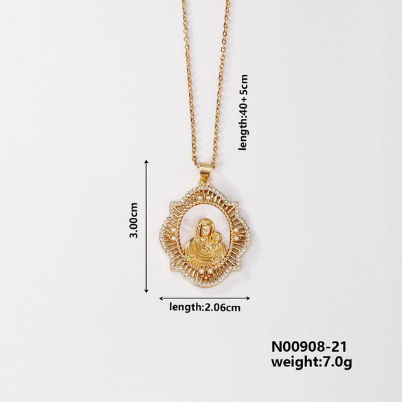 Wholesale Religious Accessories Necklace Copper Micropaved Zircon Cartoon Characters Pendant Electroplated