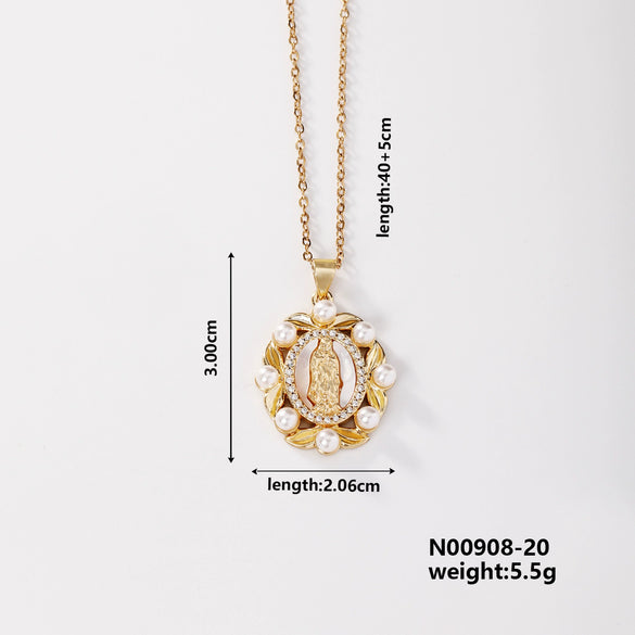 Wholesale Religious Accessories Necklace Copper Micropaved Zircon Cartoon Characters Pendant Electroplated
