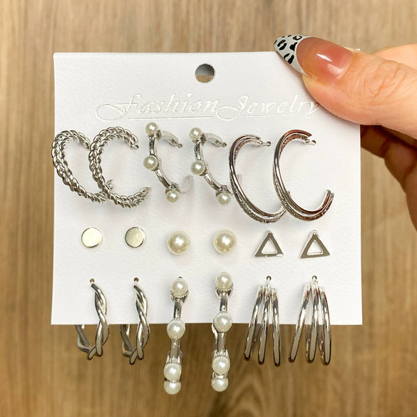 Wholesale Resin And Crystal Butterfly Pendant Circle Earrings Set With Simple Pearl Studs And Micro Inlay