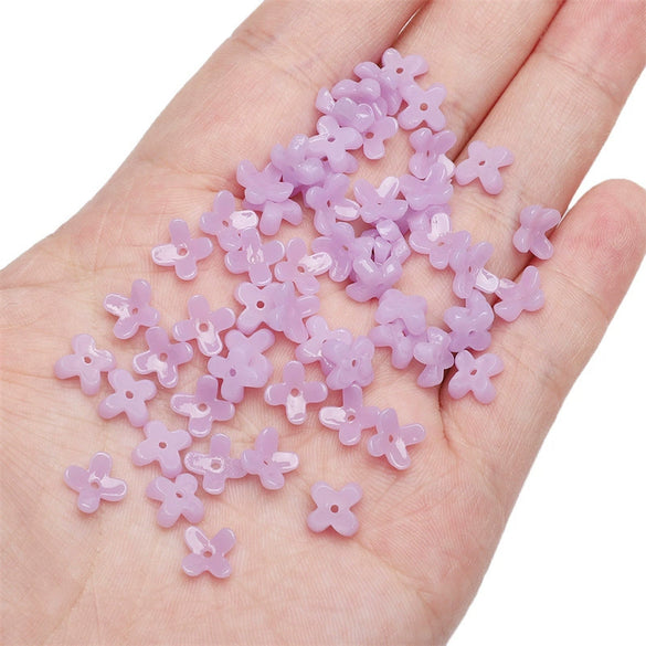 Wholesale Resin And Plastic Fourpetal Floret Loose Beads For Handmade Jewelry Accessories