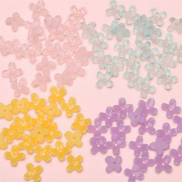 Wholesale Resin And Plastic Fourpetal Floret Loose Beads For Handmade Jewelry Accessories