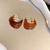 Wholesale Resin And Plastic Retro Ushaped Electroplated Earrings For Women