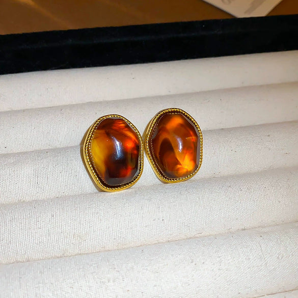 Wholesale Resin And Plastic Retro Ushaped Electroplated Earrings For Women
