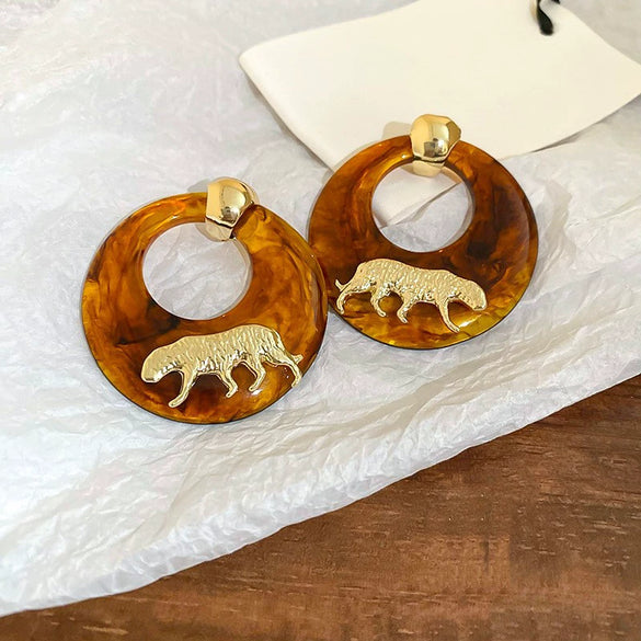 Wholesale Resin And Plastic Retro Ushaped Electroplated Earrings For Women