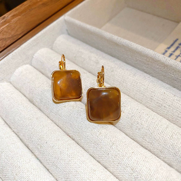 Wholesale Resin And Plastic Retro Ushaped Electroplated Earrings For Women